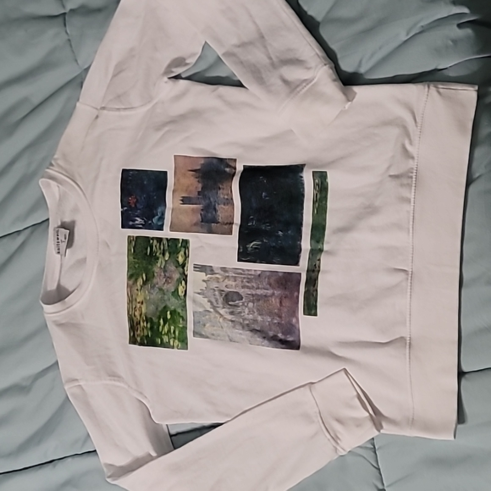 Knitswell White Artwork/Paintings Sweater LS Women's S Excellent‎ Condition